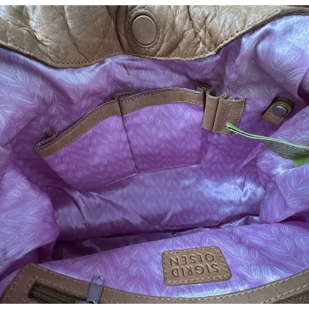 Sigrid Olsen Colorful Leather Hobo Bag Braided Handles Boho Hippie Festival